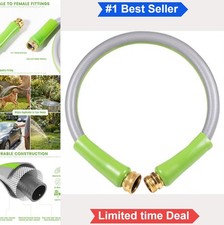 Short Garden Hose 2ft Heavy Duty Rubber 5/8 Inch 3/4 Brass Fittings Male to