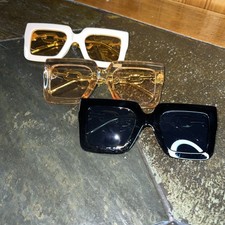 Large Square Luxury Chain Mirrored Sunglasses