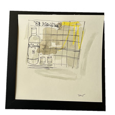 Altstadt-Kneipe Original Zeichnung Stadtszene Düsseldorf urban sketch 20x20