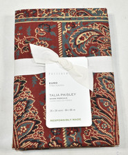 Almohada Pottery Barn Talia Paisley EURO algodón percal 26x26 NUEVA roja multi