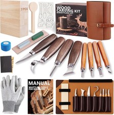 Wood Carving Kit Whittling Kit: Deluxe Wood Carving Tools Set with Leather Case