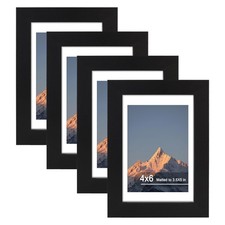 4x6 Picture Frame Set of 4, High Definition Real Glass, Display Pictures 3.5x...