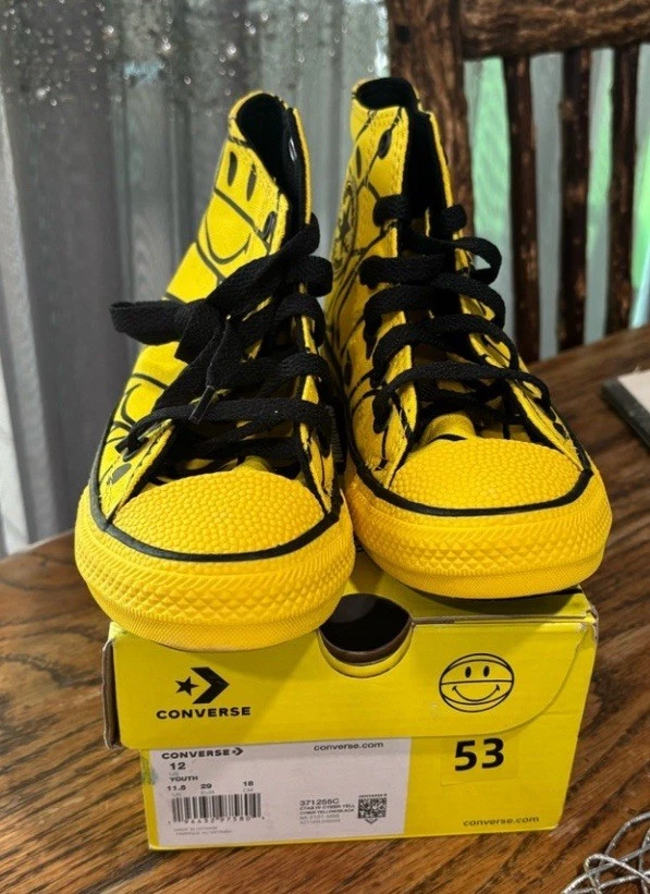 Camisetas altas Chuck Taylor Smiley juveniles talla 12. NUEVO EN CAJA RARO Foto 3 de 3