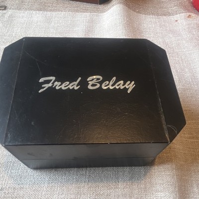 Fred Belay Quartz Analog Dress Watch Set of 2 White Dial Black Leather Boxed