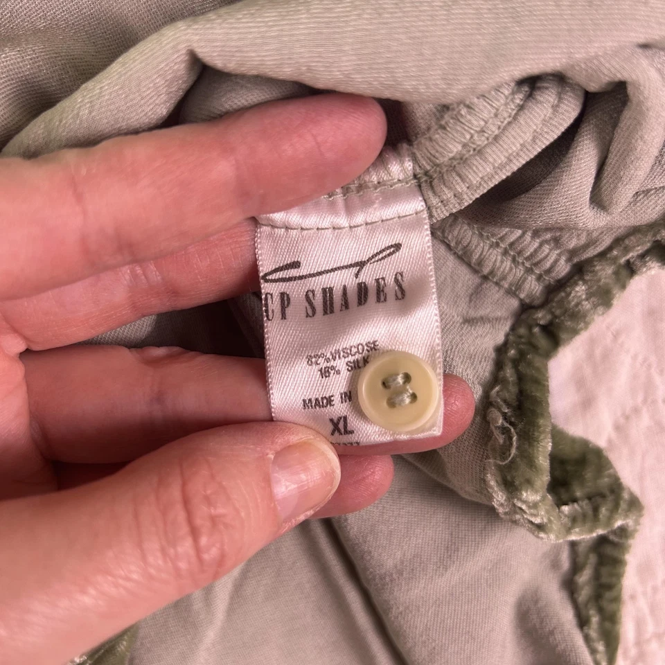 Camisa CP Shades Mujer XL Verde Terciopelo Aplastado Abotonada Manga Larga Hecha en EE. UU. Foto 3 de 4