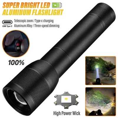 Wiederaufladbare LED Taschenlampe Zoom Taschenlampe Aluminium Außenleuchte