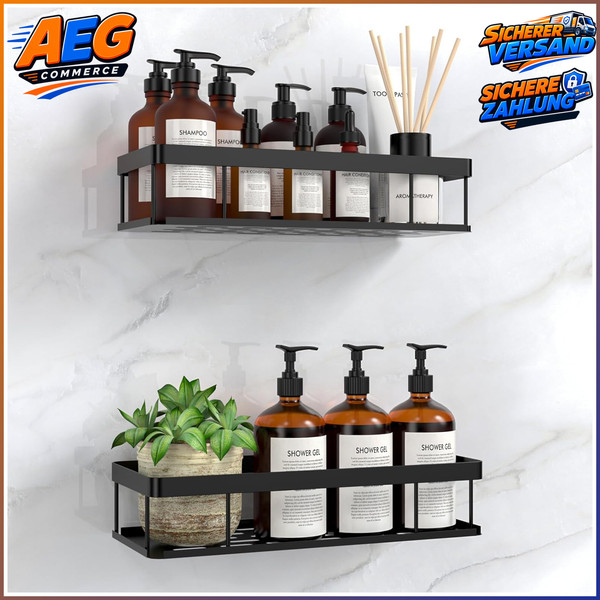 Duschablage Ohne Bohren Duschregal Badezimmer Regal Organizer FüR Bad Dusche-image