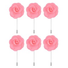 6Pcs Groom Boutonnieres Rose Boutonnieres Pins 3.5"x1.6" for Wedding Dark Pink
