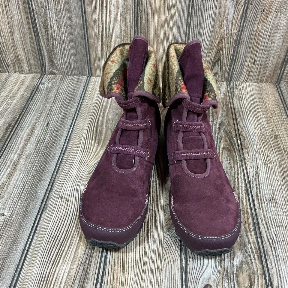 Ahnu Himalaya Mujer Talla 9.5 Púrpura Gamuza Pull On Tobillo Mocasín Botín Zapatos Foto 3 de 4