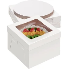20-Pack 12x12x8 Inch White Bakery Box with Window 20 Cake Boards Included