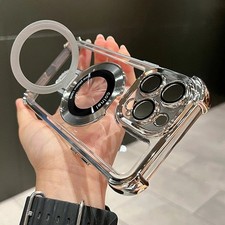 Luxury Magnetic Clear Case with Stand for iPhone 11–17 Pro Max