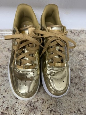 Nike AF1 Metallic Gold Women s Sneakers In Size 8 Great Pre-owned Condition