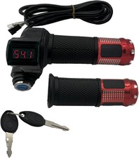 Universal E-Bike Throttle Grip with LCD Voltage Display - 12V-84V Compatibility