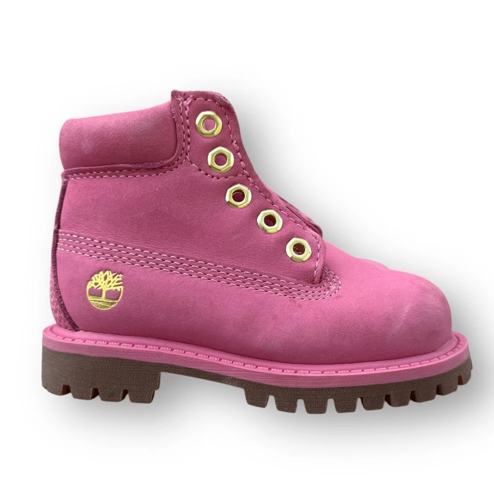 Timberland Pink Leather Combat Boots Toddler size 6 - Image 2 of 4