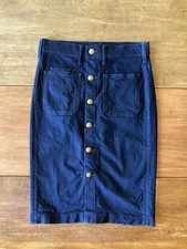 Polo Jeans RL Ralph Lauren Denim Pencil Skirt Dark Wash Gold Button Cotton Sz 2