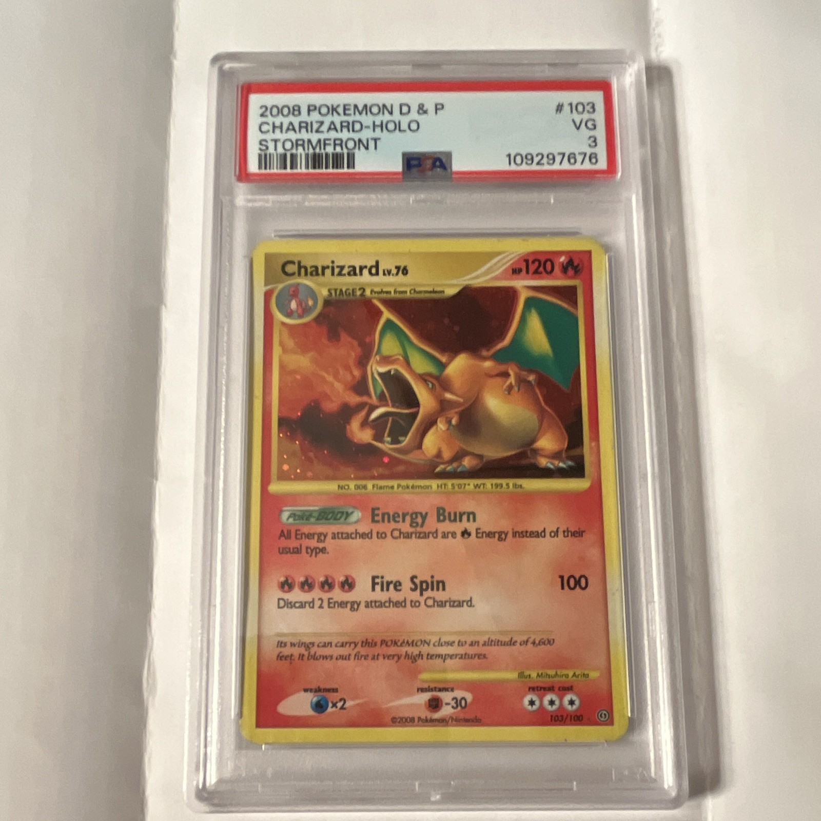 Pokemon 2008 Stormfront Charizard Secret Rare Holo 103/100 English PSA 3