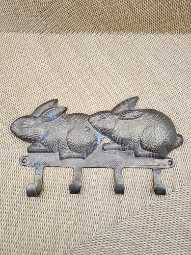 Massives Messing Kaninchen Wandbehang Schlüssel Hut Jacke Leine Ständer Landhaus Deko - Bild 5 von 6