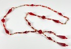 This 26" (approximately) red glass bead vintage gold tone (brass tone) necklace  — photo 9