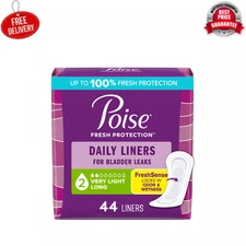 Poise Daily Incontinence Panty Liners, 2 Drop Very Light Absorbency, Long, 88 Ct