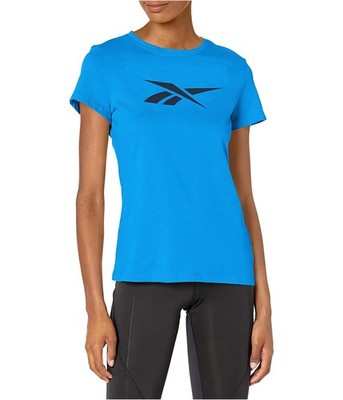 Reebok Womens Vector Logo Graphic T-Shirt, Blue, Small