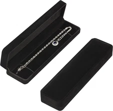 LETURE 2 Pieces Long Velvet Jewelry Chain Necklace Gift Box Set, Black 