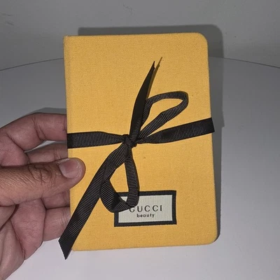 Gucci Beauty Yellow Canvas Notebook Journal with Black Ribbon Closure - New - Image 1 of 4