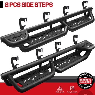 FIT 07-18 Silverado/Sierra 1500 Crew Cab BLK Drop Step BXWQ Running Boards Nerf