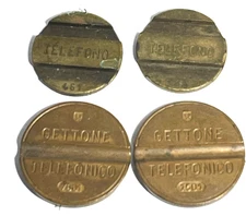 LOT of 4 Telefono Public Telephone Token Argentina ENTel c1948-90 Brass 20-22/mm