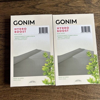 GONIM Hydro Boost 20 MASKS-Blue Lotus Skin Barrier Mask- 2 Box- Lot of 10 Masks