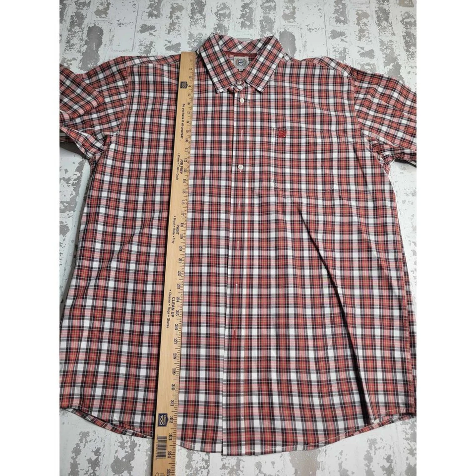 Camisa masculina xadrez laranja com botões Cinch LS caubói ocidental - Imagem 3 de 4