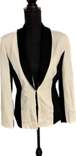 Donna Moore Ivory Black Color Block Women’s Blazer Jacket Small