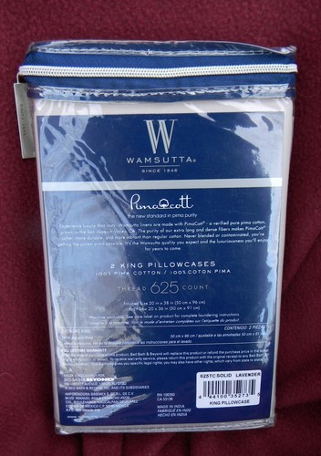 WAMSUTTA PIMACOTT 625 HILOS CUENTA 2 FUNDAS DE ALMOHADA KING SATÉN TEJIDO LEVANDER - Imagen 8 de 8