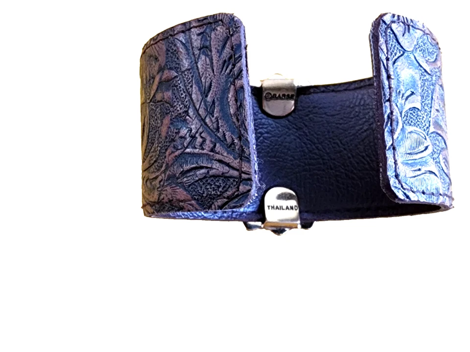 Gorgeous New Barse Cuff Bracelet, Genuine Stones & Genuine Leather - Image 3 of 4