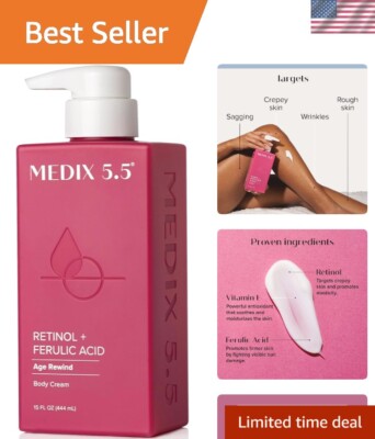 Gentle Retinol Body Cream - 15 Oz Anti-Aging Solution for Hydration & Firming