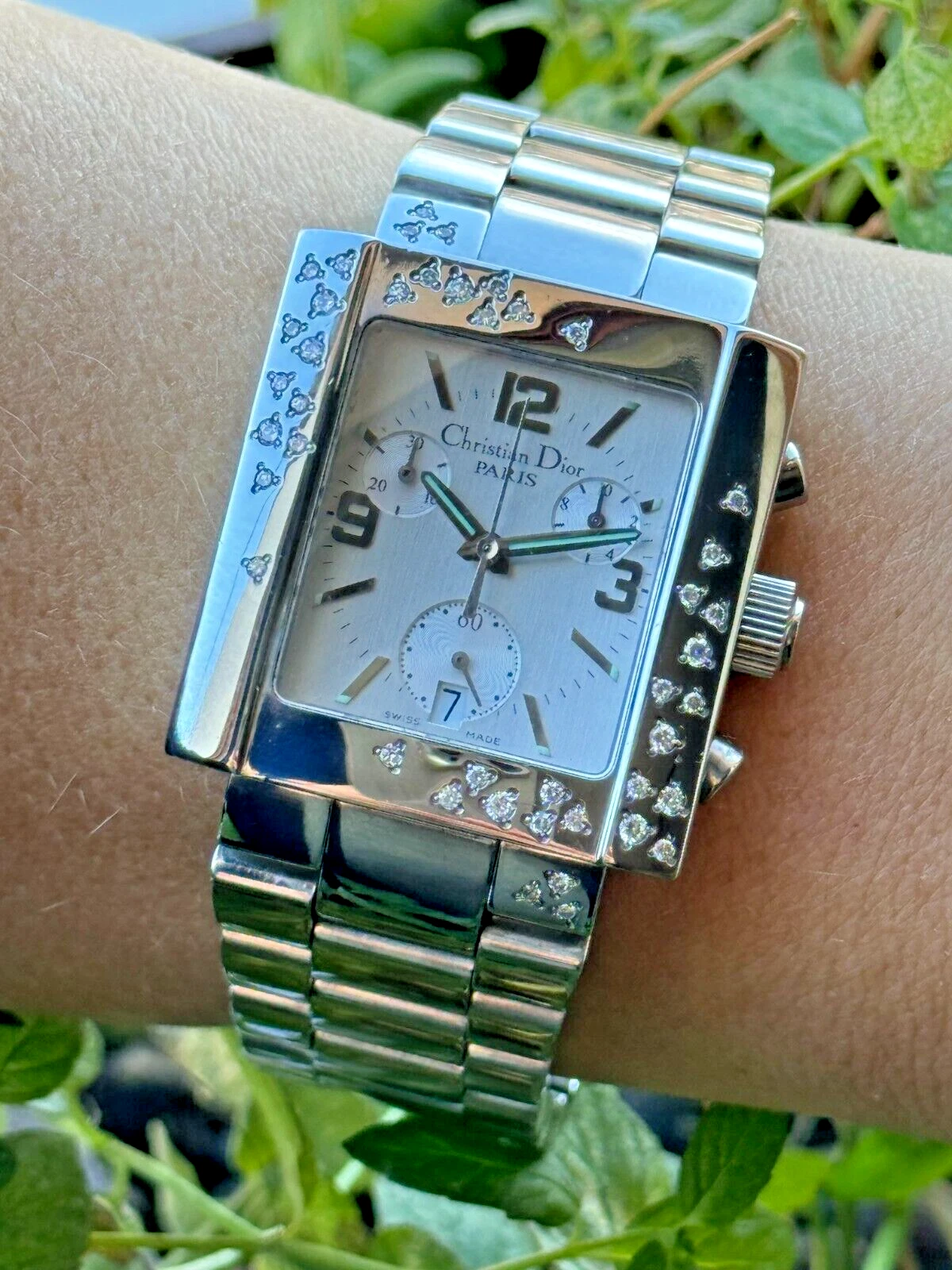 Montre Christian Dior Riva diamants acier inoxydable quartz femme 31 mm fabrication suisse