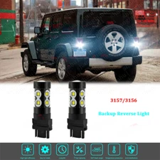2PC 3157 3047 100W LED Backup Reverse Light Bulbs For Jeep Wrangler JK 2007-2016