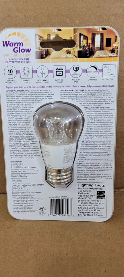 PACK OF 12 Philips LED Dimmable A15 Soft White Light Bulb Warm Glow Effect 450L - Image 4 of 4
