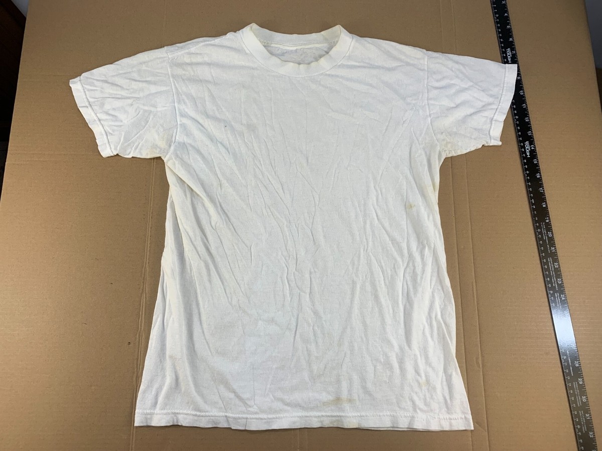 Vintage Blank Plain Distressed Worn Faded White 80s 90s T