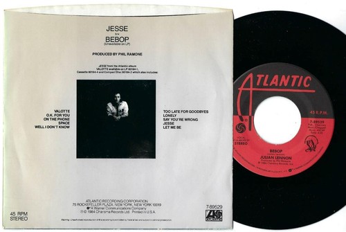 Julian Lennon Jesse / Bebop 45 rpm PS M- Atlantic Pop Rock (1984) - Picture 2 of 2