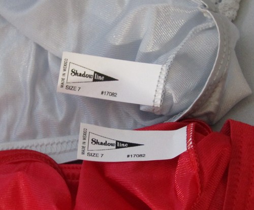 Shadowline 100% Shiny Nylon and Lace Brief Panty 2pr NWOT Size 7 Silver and Red - Picture 3 of 13