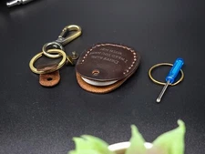 Personalized Leather Airtag Holder, Custom Air tag Case, Keychain Engraving Gift