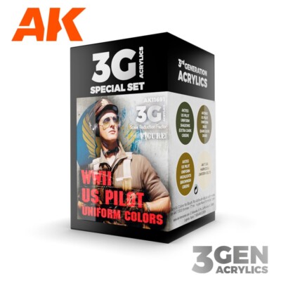 AK Interactive: WWII US Uniform Colors - Acrylic Paint Set - AK11691