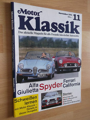 Motor Klassik Heft 11/1991; Ford Capri RS; Renault 4 CV; Ferrari California