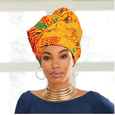 Ashro Blue Yellow Orange African Pride Asia Headwrap