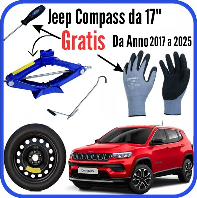 Jeep Compass Space Saver Spare Wheel Kit 17'' 5 Holes Jack Gloves 155/90R17