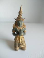 Thai Buddhistische Skulptur, Goldene Bronze Thailand Tempel Wächter  12cm