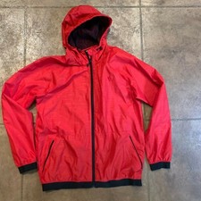 Adidas Athletic Jacket Wind Breaker Hooded Spring Red Large