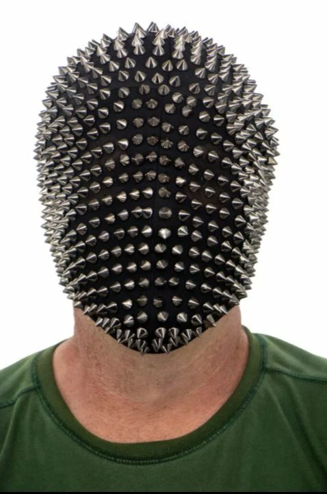 Men Women Stylish Fashion See Through Full Face Mask W/ Silver Spikes - Image 3 of 4