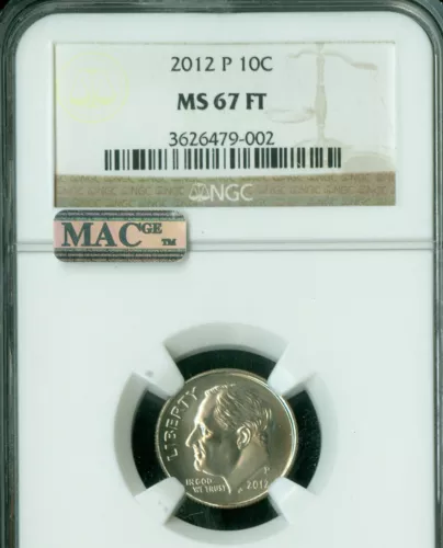 2012 P ROOSEVELT DIME NGC MS67 FT 2ND FINEST REGISTRY LOW POP ONLY 2 FINER .