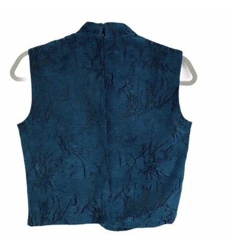 Mark Teal Mock Neck Boxy Cropped Blouse Top Women's XXL Sleeveless - Picture 2 of 9